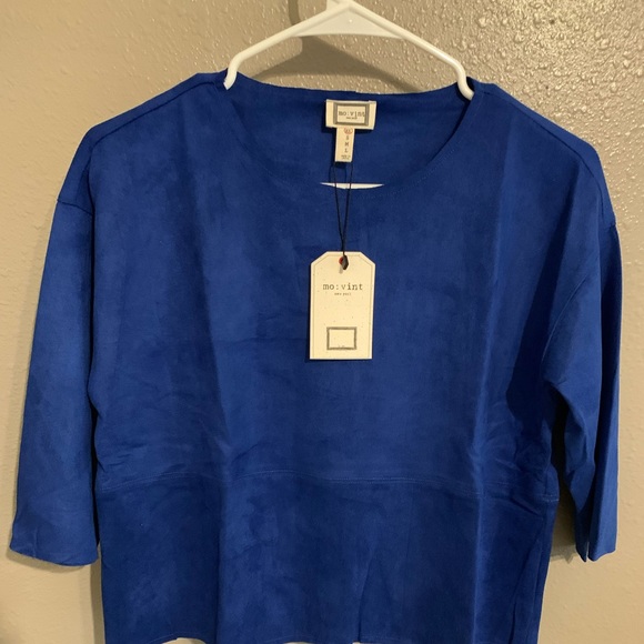 mo:vint Tops - Blue suede crop top. Xtra small new with tag. Designer Mo:vint.